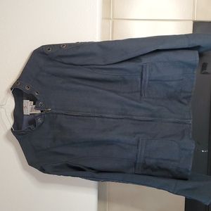 Dark Wash Blue Denim Jean Shirt Blazer Jacket Coat